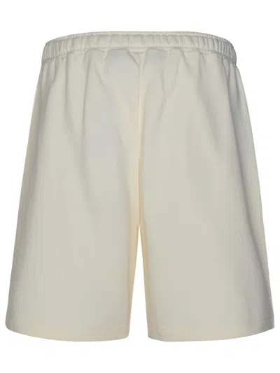 Shop Palm Angels Ivory Cotton Bermuda Shorts In Avorio