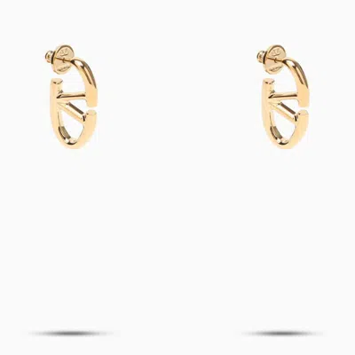 Shop Valentino Garavani Vlogo The Bold Golden Oval Earrings In Metal