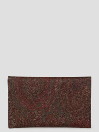 Shop Etro Small Essential Envelope Pouch In Brown