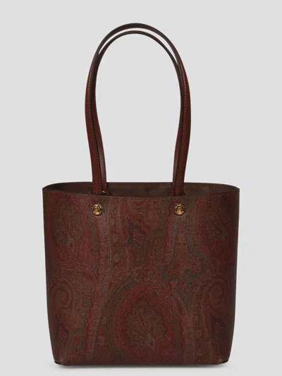 Shop Etro Medium Essential Bag In Brown