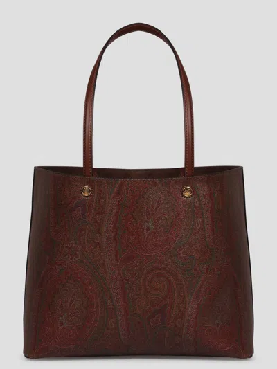 Shop Etro Large Essential Bag In Brown