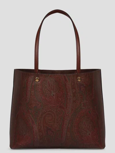 Shop Etro Large Essential Bag In Brown