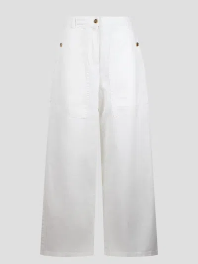 Shop Etro Wide Leg White Denim Jeans