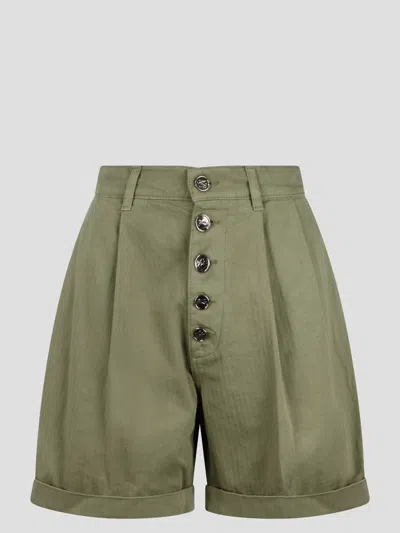Shop Etro Buttoned Cotton Bermuda Shorts In Green