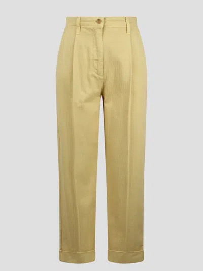 Shop Etro Cropped Chino Trousers In Yellow & Orange
