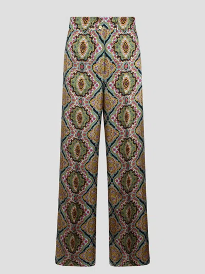 Shop Etro Silk Jacquard Trousers In Multicolour