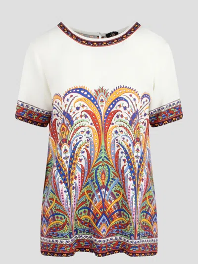 Shop Etro Multicoloured Print Jersey Blouse In White
