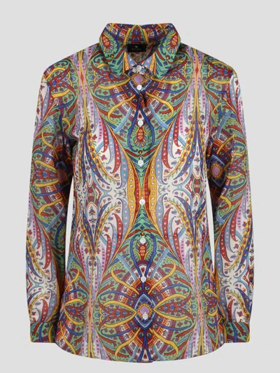 Shop Etro Printed Cotton Shirt In Multicolour