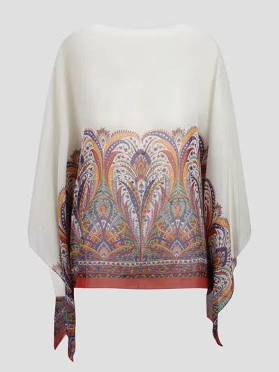 Shop Etro Multicoloured Print Silk Blouse In White