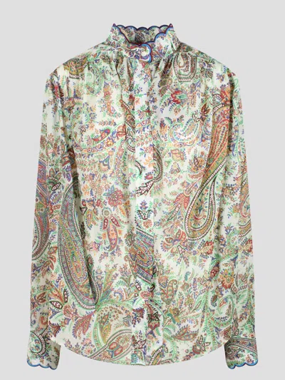 Shop Etro Printed Cotton Shirt In Multicolour