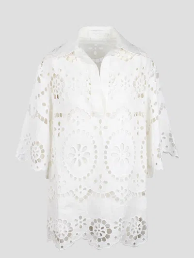 Shop Zimmermann Lexi Embroidered Tunic In White