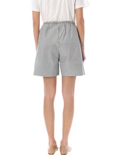 Shop By Malene Birger Siona Striped Shorts In Navy Stripes
