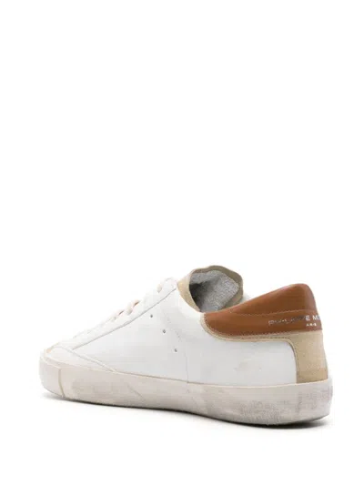 Shop Philippe Model Prsx Low Sneakers - White And Brown