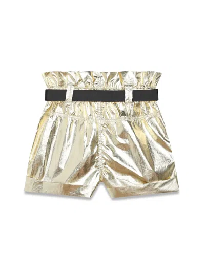 Dkny Laminated Belted Mini Shorts In Giallo