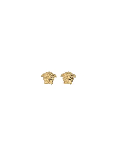 Shop Versace Medusa Earrings In Golden