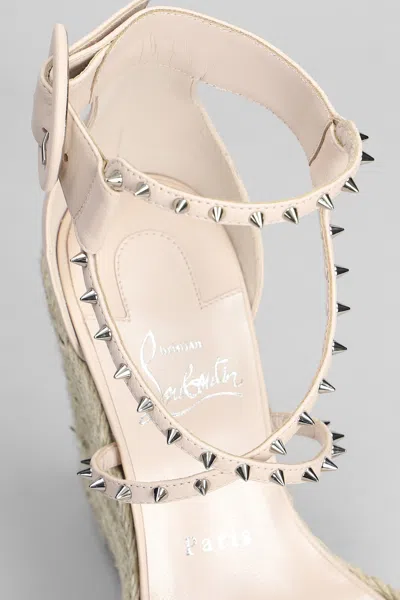 Shop Christian Louboutin Spikes 120 Wedges In Rose-pink Leather