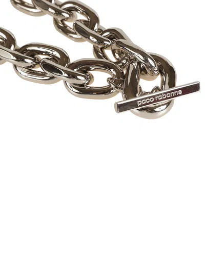 Shop Rabanne Logo Detial Chain Necklace In Silver