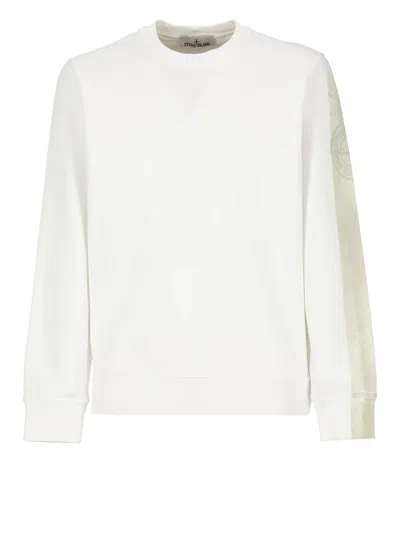 Shop Stone Island Cotton Sweatshirt In White