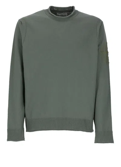 Shop Stone Island Logoed Cotton Sweater In Green