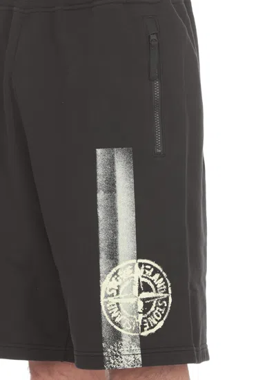 Shop Stone Island Cotton Bermuda In Black