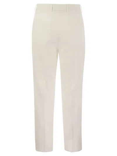 Shop Brunello Cucinelli Leisure Fit Linen Trousers With Darts In Cream