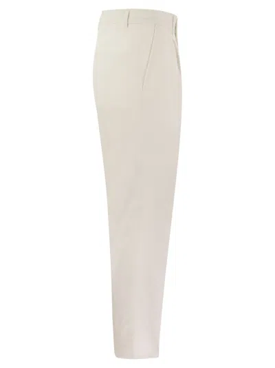 Shop Brunello Cucinelli Leisure Fit Linen Trousers With Darts In Cream