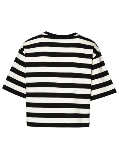 Shop Patou Breton Striped Crop T-shirt In Nero