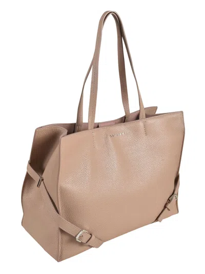 Orciani Logo Detail Top Lock Tote In Pink
