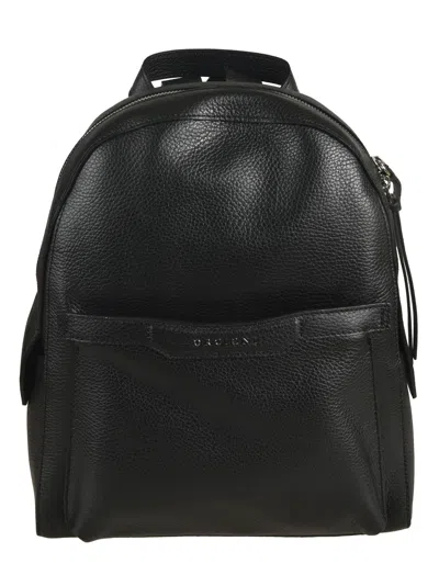 Shop Orciani Zip Logo Detail Backpack In Black