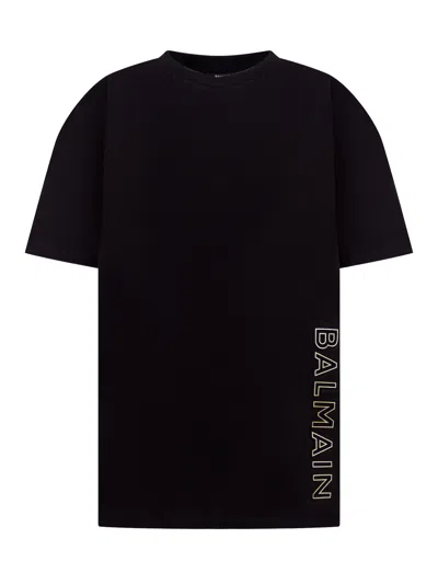 Shop Balmain Logo T-shirt In Black/gold