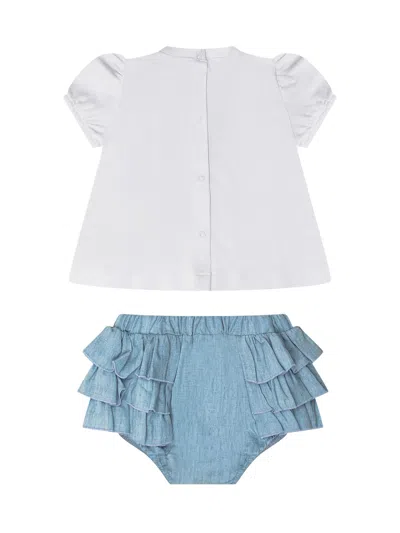 Shop Monnalisa T-shirt And Coulotte Set In Bianco-indaco