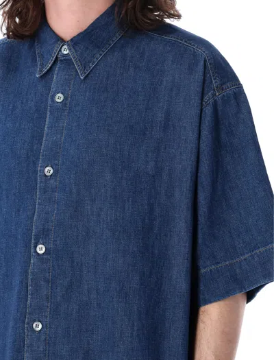 Shop Studio Nicholson Sorono Short Sleeves Shirt In Indigo