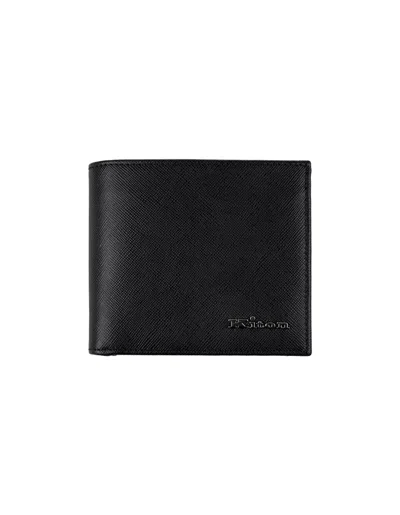 Shop Kiton Black Leather Wallet With Logo