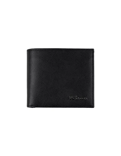Kiton Saffiano Leather Bi-fold Wallet In Black