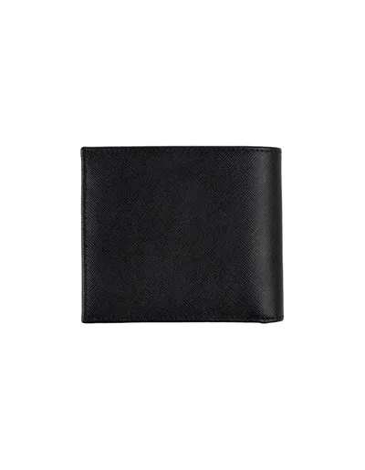 Kiton Saffiano Leather Bi-fold Wallet In Black