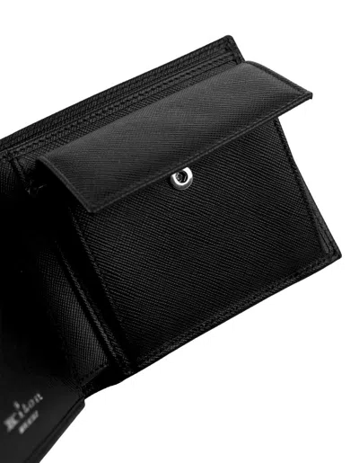 Kiton Saffiano Leather Bi-fold Wallet In Black