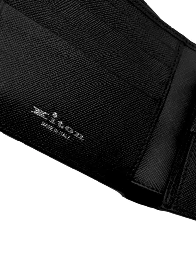 Kiton Saffiano Leather Bi-fold Wallet In Black