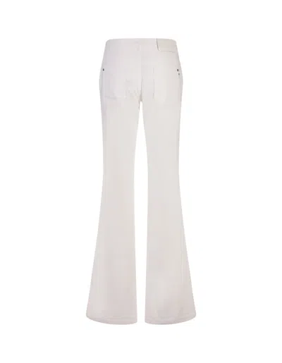 Shop Ermanno Scervino White Bootcut Jeans With Sangallo Lace Cut-outs