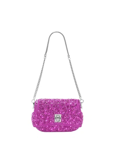 Shop Ermanno Scervino Fuchsia Audrey Bag With Crystals In Pink