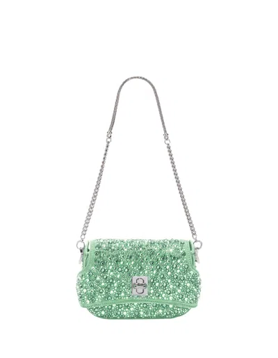 Shop Ermanno Scervino Green Audrey Bag With Crystals