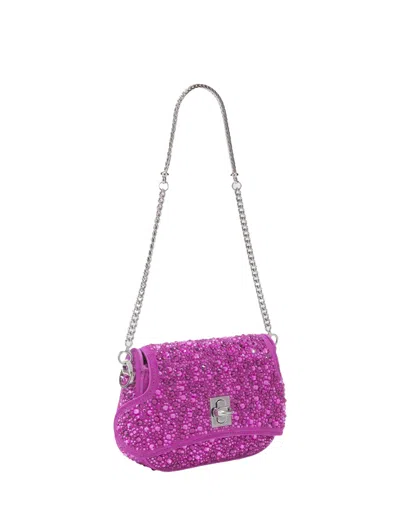Shop Ermanno Scervino Fuchsia Audrey Bag With Crystals In Pink