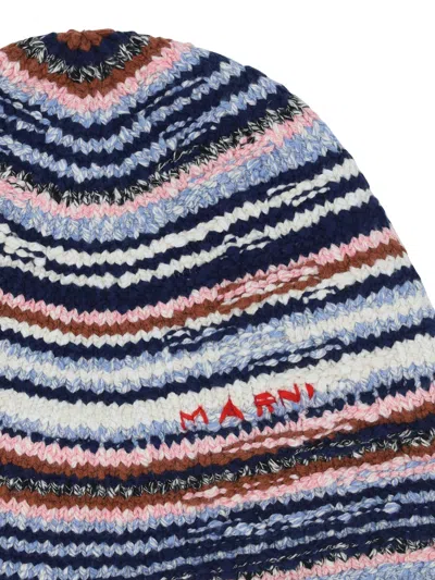 Shop Marni Knitted Hat In Opal