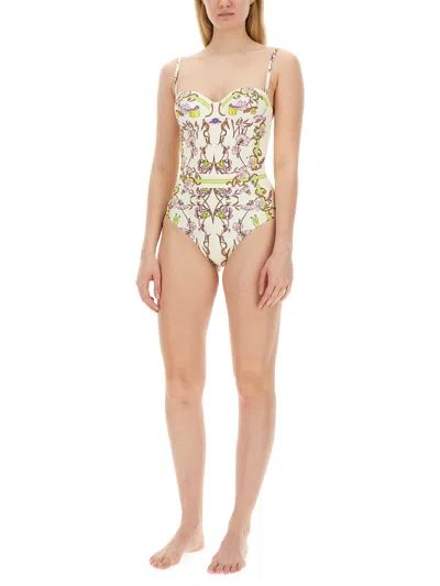 Shop Tory Burch One Piece Swimsuit With Print In Multicolor
