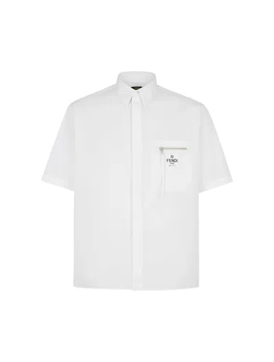 Shop Fendi Shirt Co Roma Pocket In White