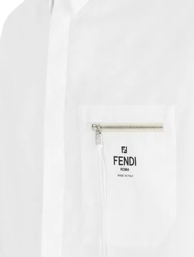 Shop Fendi Shirt Co Roma Pocket In White