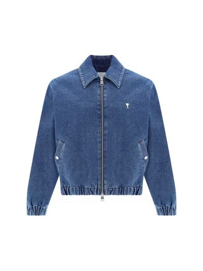 Shop Ami Alexandre Mattiussi Denim Jacket In Bleu Used