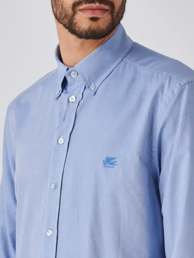Shop Etro Shirt Roma Logo Shirt In Azzurro