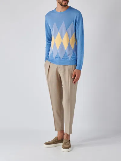 Shop Ballantyne Neck Pullover Diamond Sweater In Cielo-giallo