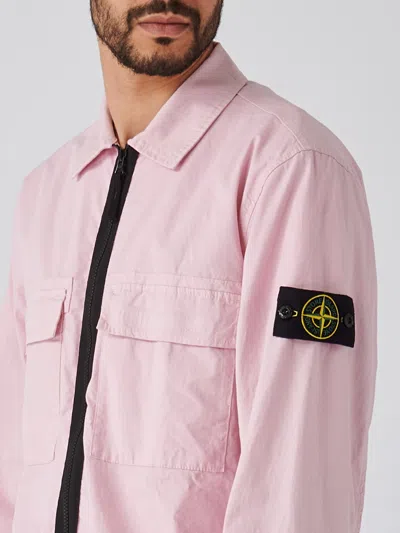 Shop Stone Island Overshirt Shirt In Rosa