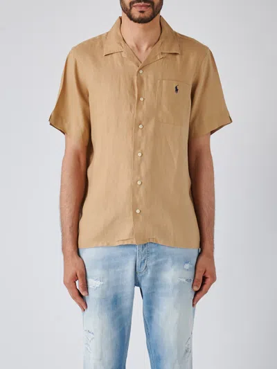 Shop Polo Ralph Lauren Long Sleeve Sport Shirt Shirt In Kaki